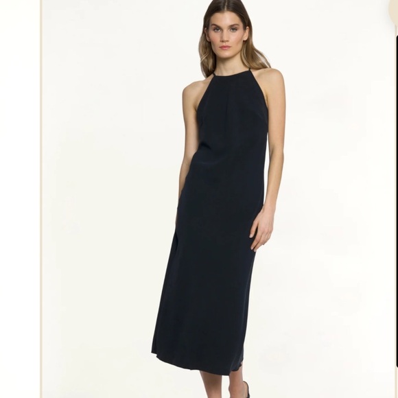 Luxely Dresses & Skirts - Luxely Raven Black Midi Dress. Women’s Sz 14. Bias Cut Slip Dress Halter Style